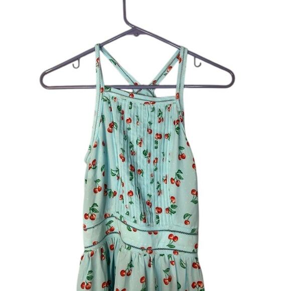 Maison Jules Baby Blue Red Cherry Sleeveless Lined Sundress Women Sz XXS - Picture 3 of 9
